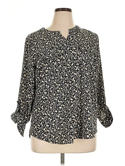 Pre-owned Cj Banks 3/4 Sleeve Blouse In Black