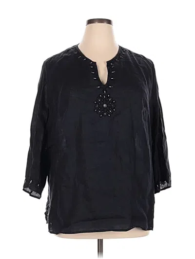 Pre-owned Cj Banks 3/4 Sleeve Blouse In Black