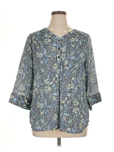 Pre-owned Cj Banks 3/4 Sleeve Blouse In Blue