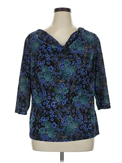 Pre-owned Cj Banks 3/4 Sleeve Blouse In Blue
