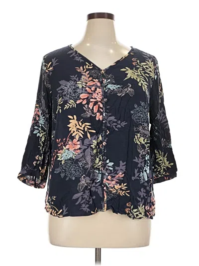 Pre-owned Cj Banks 3/4 Sleeve Blouse In Blue