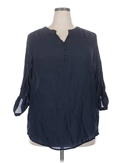 Pre-owned Cj Banks 3/4 Sleeve Blouse In Blue