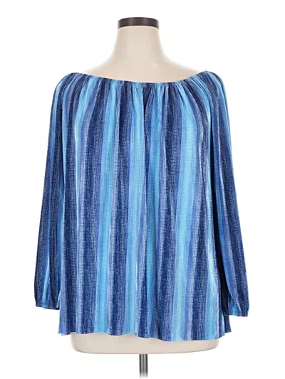 Pre-owned Cj Banks 3/4 Sleeve Blouse In Blue