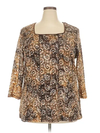 Pre-owned Cj Banks 3/4 Sleeve Blouse In Brown