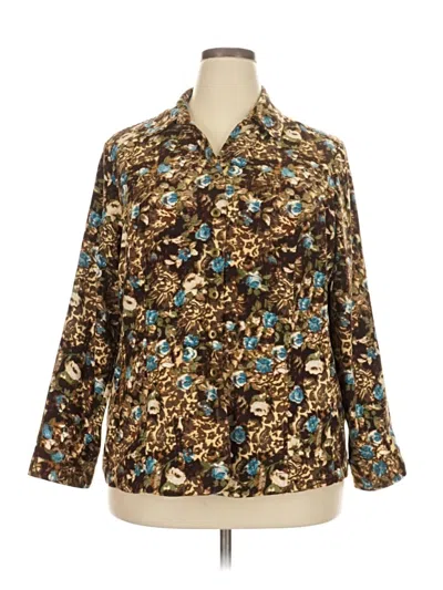 Pre-owned Cj Banks 3/4 Sleeve Blouse In Brown
