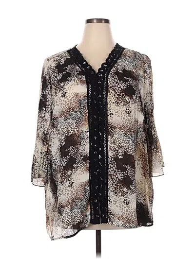 Pre-owned Cj Banks 3/4 Sleeve Blouse In Brown