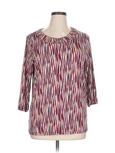 Pre-owned Cj Banks 3/4 Sleeve Blouse In Burgundy
