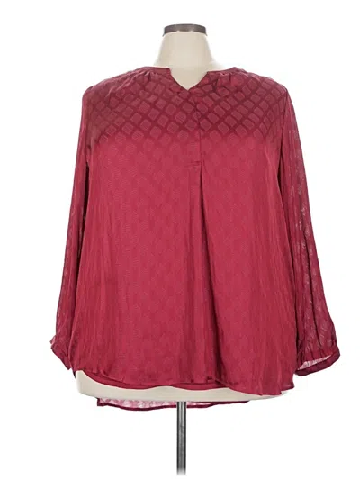 Pre-owned Cj Banks 3/4 Sleeve Blouse In Burgundy