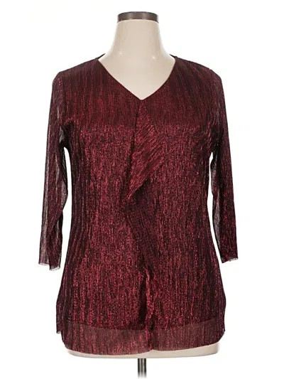 Pre-owned Cj Banks 3/4 Sleeve Blouse In Burgundy