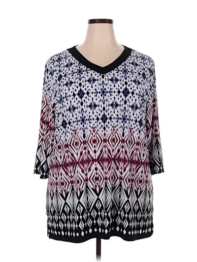 Pre-owned Cj Banks 3/4 Sleeve Blouse In Burgundy