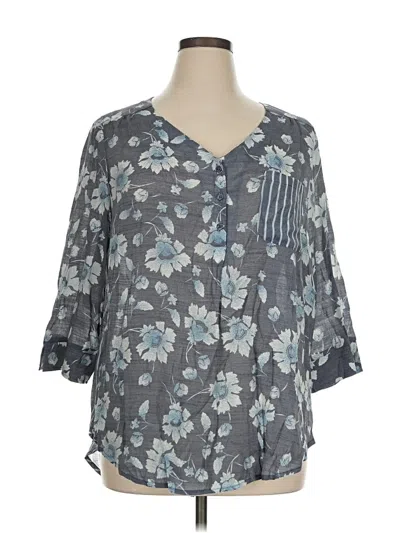 Pre-owned Cj Banks 3/4 Sleeve Blouse In Gray