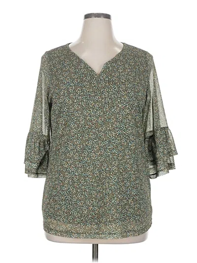Pre-owned Cj Banks 3/4 Sleeve Blouse In Green