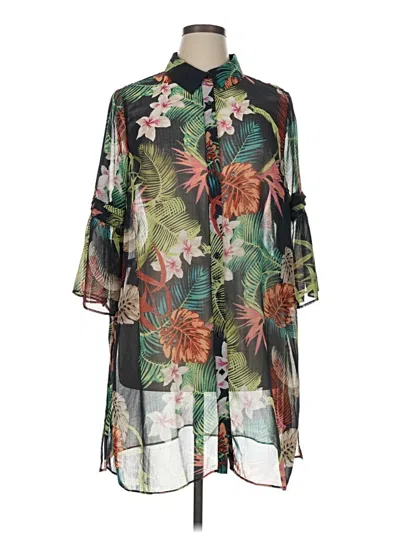 Pre-owned Cj Banks 3/4 Sleeve Blouse In Green