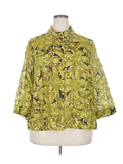 Pre-owned Cj Banks 3/4 Sleeve Blouse In Green