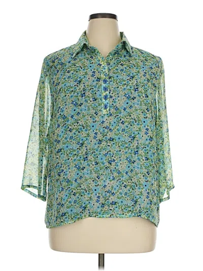 Pre-owned Cj Banks 3/4 Sleeve Blouse In Green