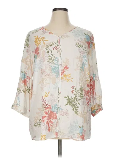 Pre-owned Cj Banks 3/4 Sleeve Blouse In Ivory