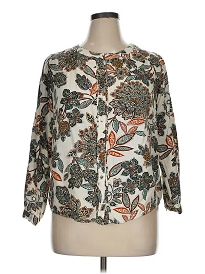 Pre-owned Cj Banks 3/4 Sleeve Blouse In Ivory