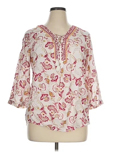 Pre-owned Cj Banks 3/4 Sleeve Blouse In Ivory