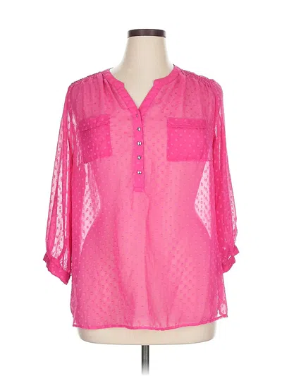 Pre-owned Cj Banks 3/4 Sleeve Blouse In Pink