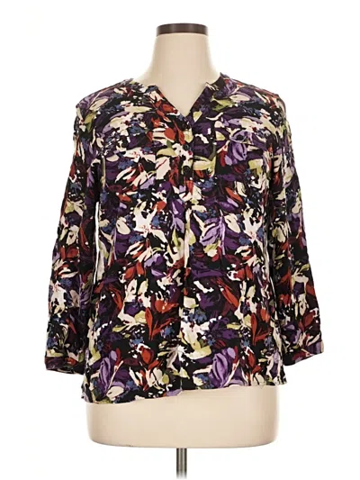 Pre-owned Cj Banks 3/4 Sleeve Blouse In Purple