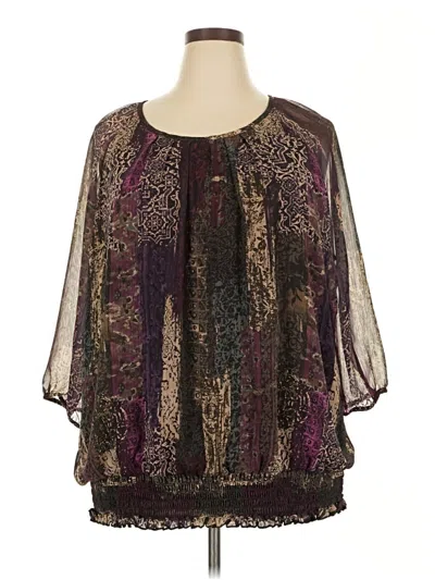 Pre-owned Cj Banks 3/4 Sleeve Blouse In Purple