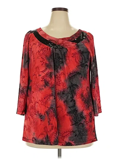 Pre-owned Cj Banks 3/4 Sleeve Blouse In Red