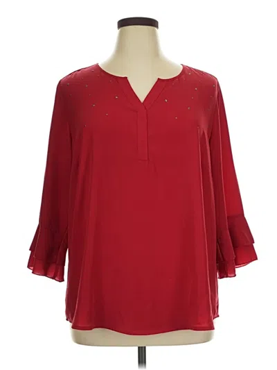 Pre-owned Cj Banks 3/4 Sleeve Blouse In Red