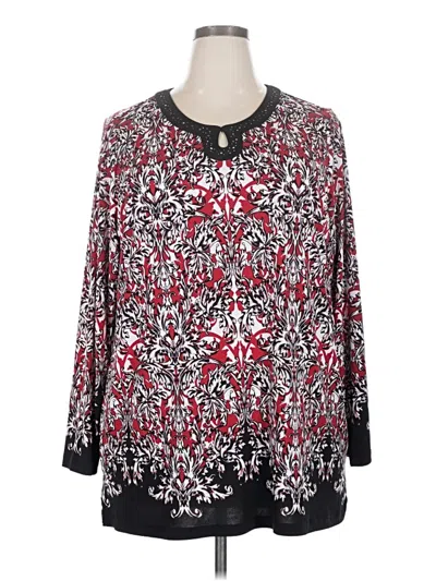 Pre-owned Cj Banks 3/4 Sleeve Blouse In Red