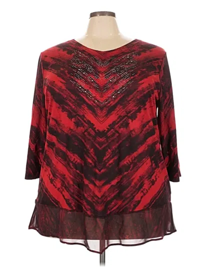 Pre-owned Cj Banks 3/4 Sleeve Blouse In Red