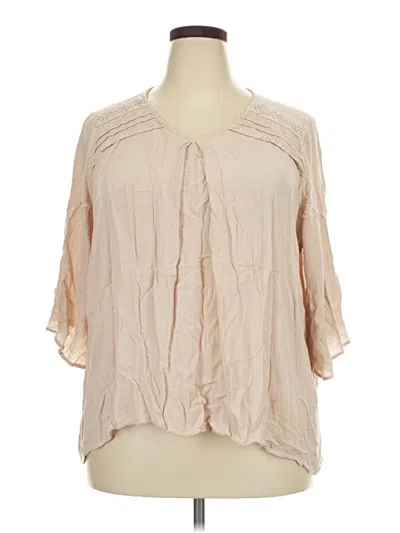 Pre-owned Cj Banks 3/4 Sleeve Blouse In Tan