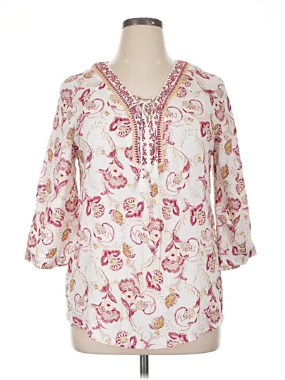 Pre-owned Cj Banks 3/4 Sleeve Blouse In White