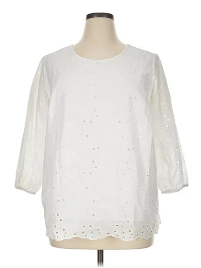 Pre-owned Cj Banks 3/4 Sleeve Blouse In White