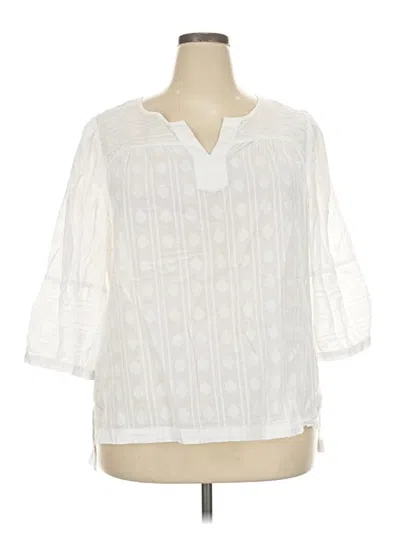Pre-owned Cj Banks 3/4 Sleeve Blouse In White