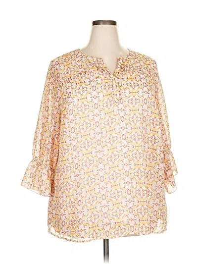 Pre-owned Cj Banks 3/4 Sleeve Blouse In Yellow