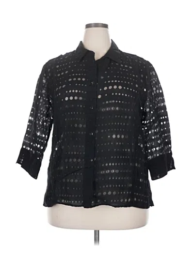 Pre-owned Cj Banks 3/4 Sleeve Button Down Shirt In Black