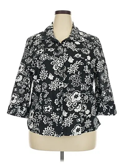 Pre-owned Cj Banks 3/4 Sleeve Button Down Shirt In Black