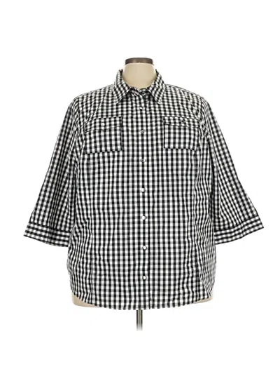 Pre-owned Cj Banks 3/4 Sleeve Button Down Shirt In Black