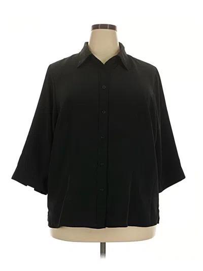 Pre-owned Cj Banks 3/4 Sleeve Button Down Shirt In Black