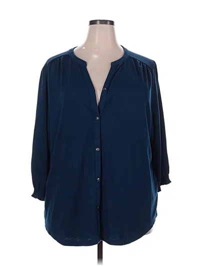 Pre-owned Cj Banks 3/4 Sleeve Button Down Shirt In Blue