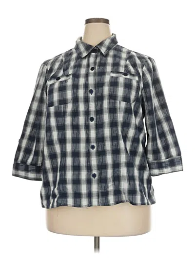 Pre-owned Cj Banks 3/4 Sleeve Button Down Shirt In Blue