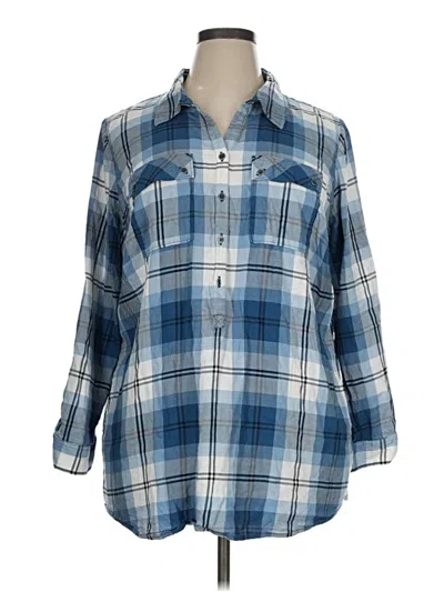 Pre-owned Cj Banks 3/4 Sleeve Button Down Shirt In Blue