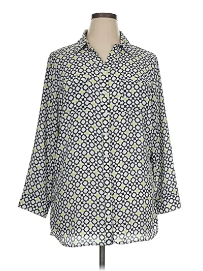 Pre-owned Cj Banks 3/4 Sleeve Button Down Shirt In Blue