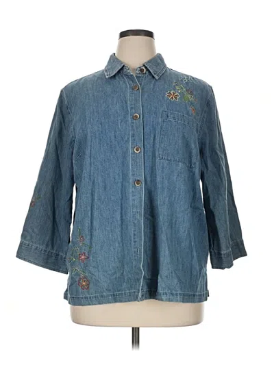 Pre-owned Cj Banks 3/4 Sleeve Button Down Shirt In Blue