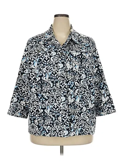 Pre-owned Cj Banks 3/4 Sleeve Button Down Shirt In Blue