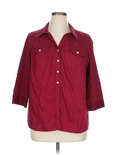 Pre-owned Cj Banks 3/4 Sleeve Button Down Shirt In Burgundy