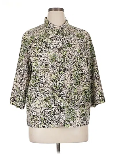 Pre-owned Cj Banks 3/4 Sleeve Button Down Shirt In Green