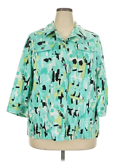 Pre-owned Cj Banks 3/4 Sleeve Button Down Shirt In Green
