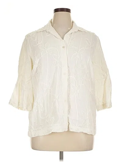 Pre-owned Cj Banks 3/4 Sleeve Button Down Shirt In Ivory