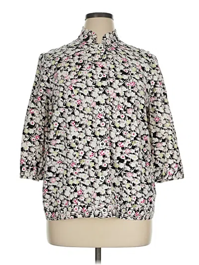 Pre-owned Cj Banks 3/4 Sleeve Button Down Shirt In Ivory