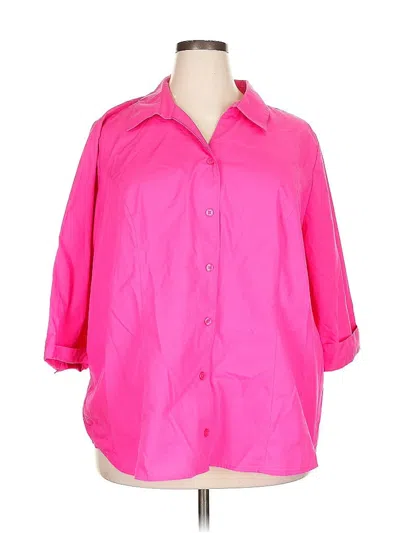 Pre-owned Cj Banks 3/4 Sleeve Button Down Shirt In Pink